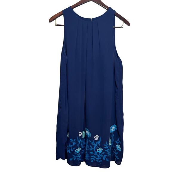 Loft Outlet Dress 16 Blue Floral Embroidered Multicolored Sleeveless Office Wear - Picture 1 of 7